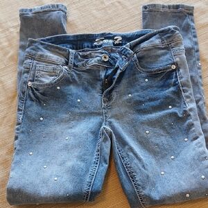 SEVEN7 Stylish Blue Jeans with Pearl Accents Size 14